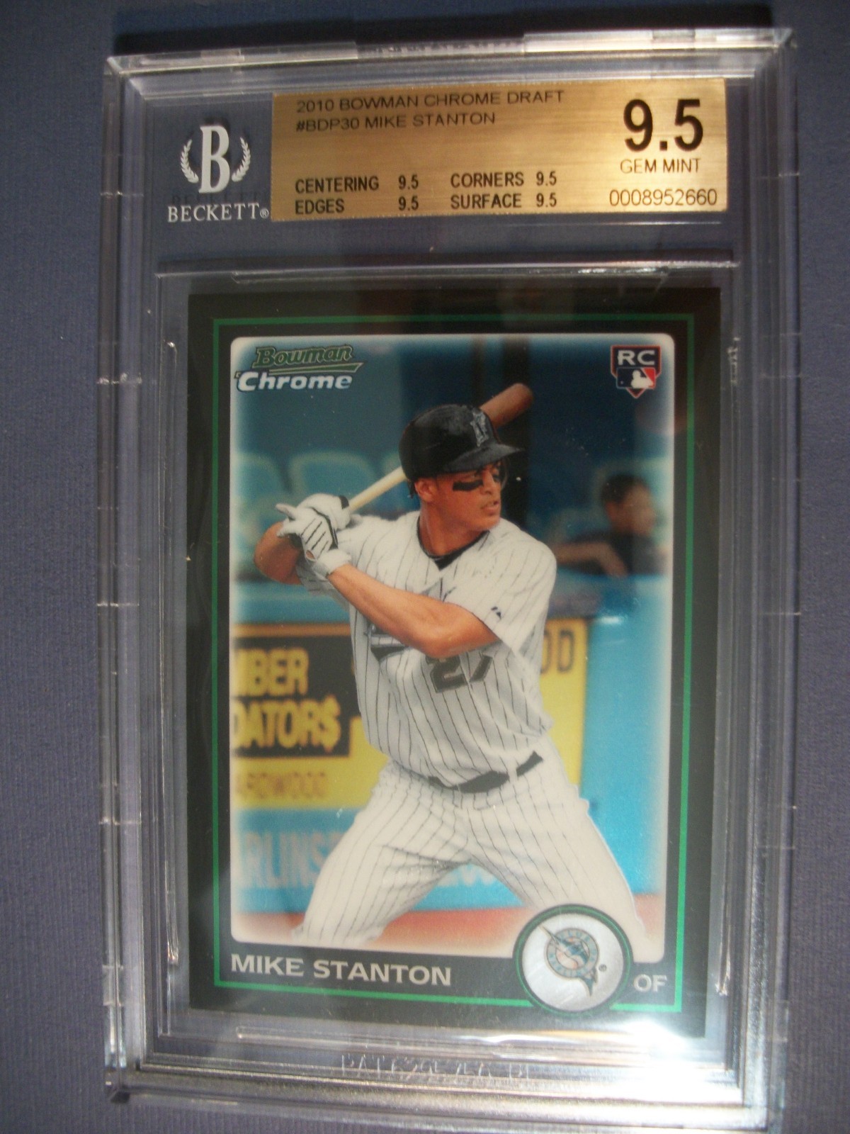 GIANCARLO MIKE STANTON 2010 Bowman Chrome Draft #30 BGS GEM MINT 9.5 RC Marlins