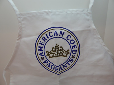 White Miss American Coed Pageants Small Apron w/2 Pockets 19Wx24L (w242