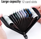Genuine Cowhide Leather Safe Wallet RFID Blocking Card Holder Zip Around Purse — photo 2