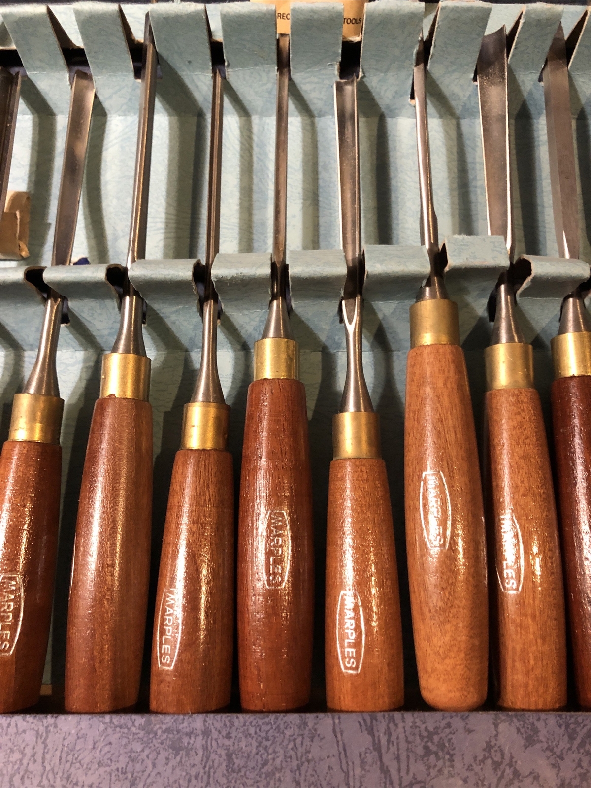 11 Vintage Marples Wood Hand Carving Tools With Original Box New Old