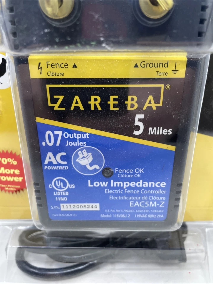 Controlador de valla eléctrica Zareba 5 millas EAC5M-Z modelo 115V06J-2 NUEVO Foto 2 de 4
