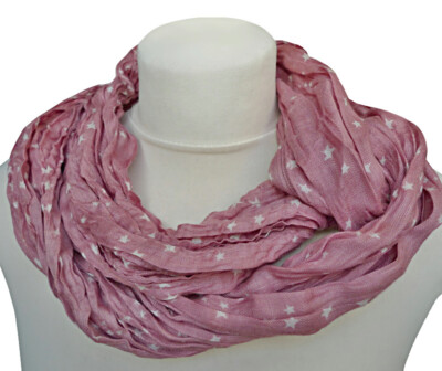 Mädchen Loop Schal Rundschal Knitterschal Sterne altrosa weiß 1169 se