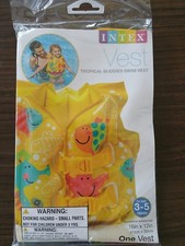 SWIM VEST CHILD'S TROPICAL BUDDIES Inflatable Pool VEST Ages 3-5 NEW