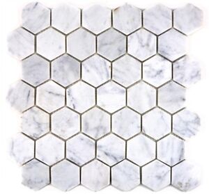 Mosaik marmor u hexagon carrara polished