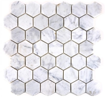 Mosaik Fliese Marmor Naturstein Hexagon weiß Carrara Optik 44-0103_b | 1 Matte