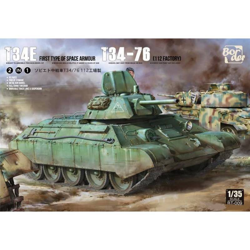 Modellino Char T-34e (First Tipo Of Spaced Armour) T-34/76 (112 Factory) Border