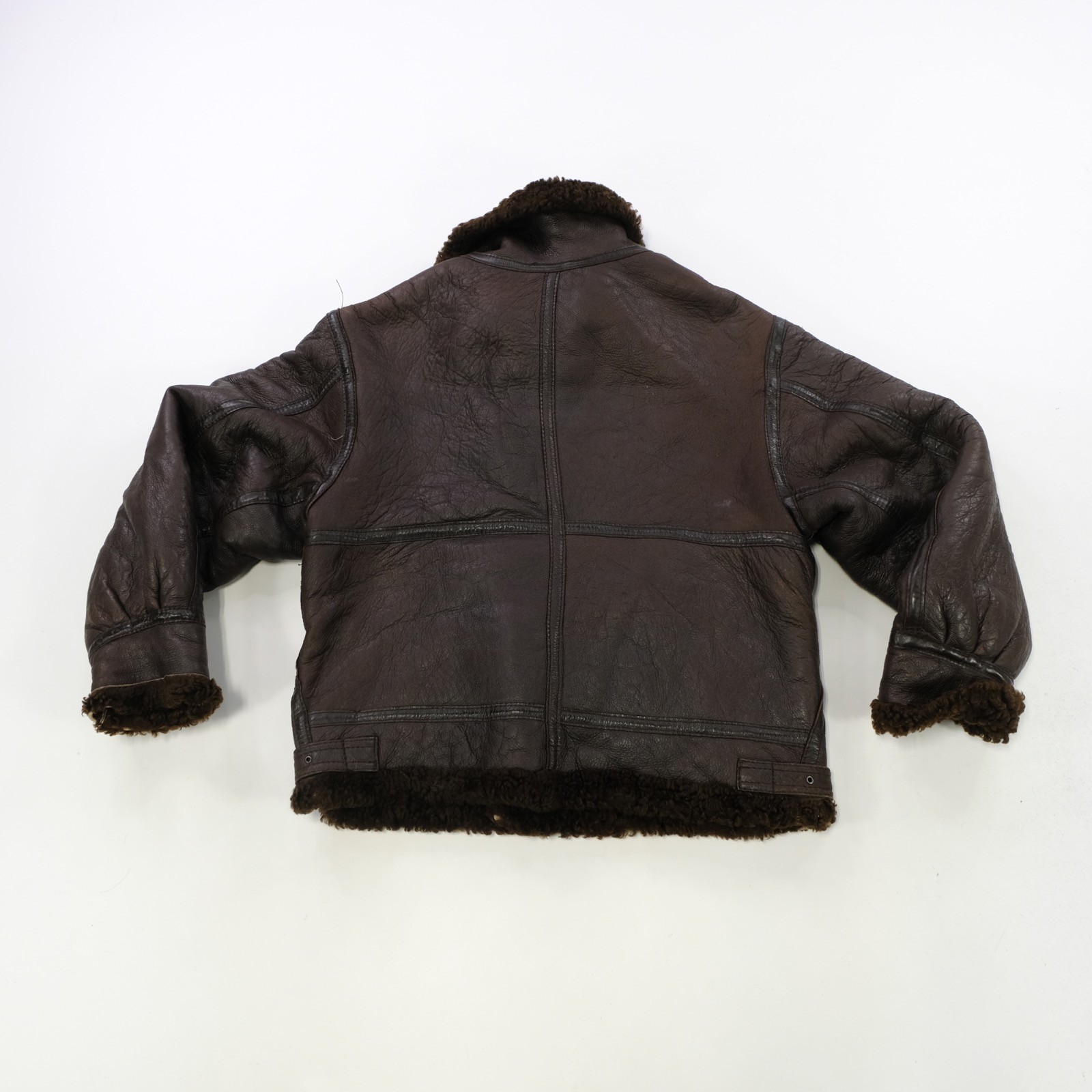 Rare Vintage Shearling Leather Aviator Flight Bomber Jacket 70s 80s Brown SZ XL
