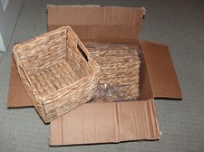 Set of 4 Collapsible Wicker Storage Baskets 9''x9''x9'' Water Hyacinth