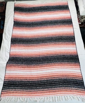 Mexican Falsa Throw Blanket Woven Striped Serape Fringe Multi 72x45 SDC Sanyork