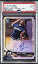 2018 BOWMAN PRSPCT AUTOS CHROME REFRACTOR #CB CORBIN BURNES 359/499 PSA 9 AUTO