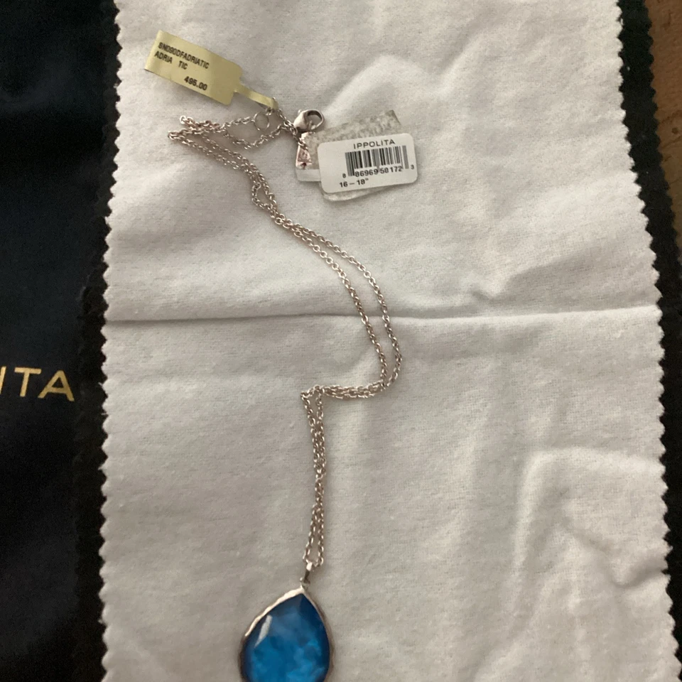 Ippolita 18" País de las Maravillas Azul Roca Caramelo Madreperla .925 Lágrima Collar Foto 2 de 4