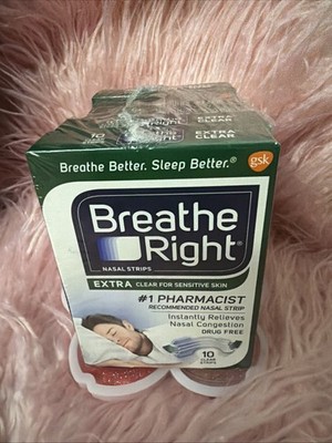 6x Breathe Right Extra Clear For Sensitive Skin 10 clear Strips Each