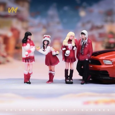 3D Full Colored 1/64 New Year Holiday Scene Miniature Dolls Resin Figure Car Toy
