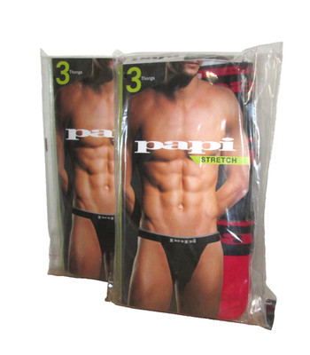 Brand New Men's Papi 6 Pairs Premium Soft Touch  Stretch Thongs Large 36-38