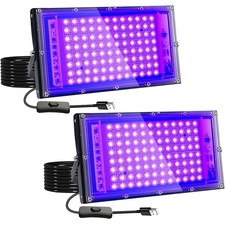 2Pcs UV Black Light 100W Bar UV LED Stage Blacklight Party DJ Club Halloween
