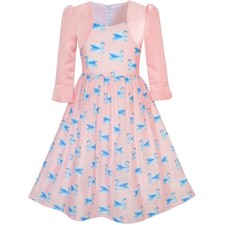 Sunny Fashion Girls Dress 2-in-1 Bolero Elegant Swan Party Dress Fall Size 4-10