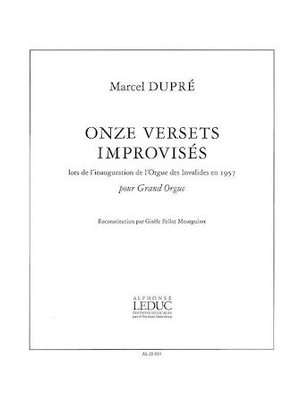 Dupre 11 Versets Improvises Lors De L'nauguration Organ Book