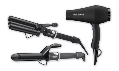 BaBylissPRO Ceramic Hair Dryer Waver Curling Iron Set Gift Box Black
