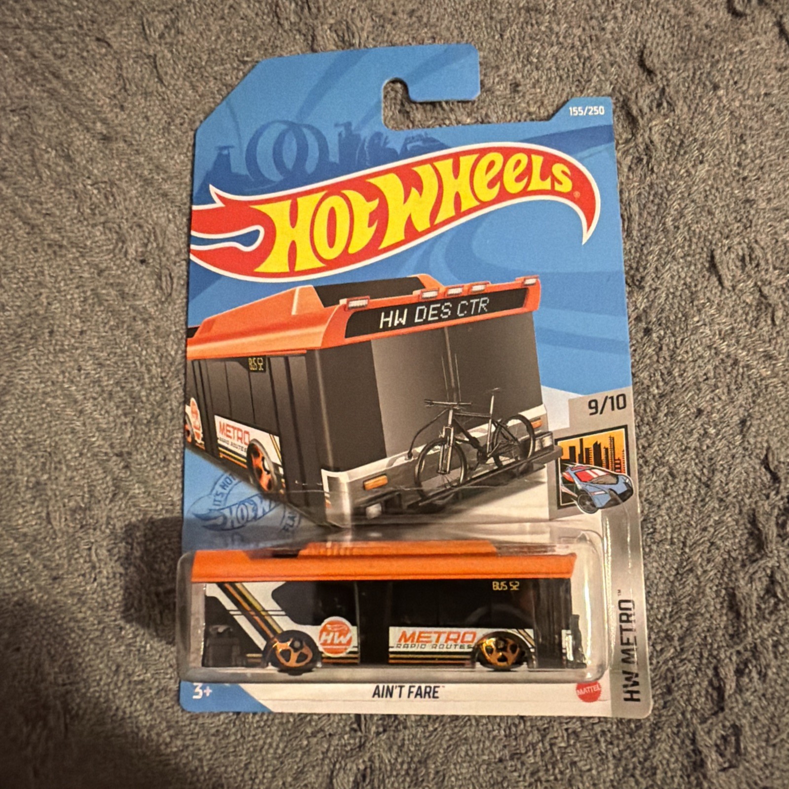 Hot Wheels Ain't Fare Black Orange #155 155/250 2021 HW Metro 9/10 - New Model 