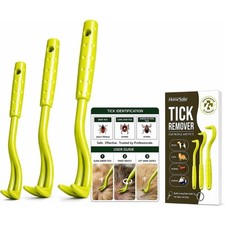 3-Pack Tick Remover Tool Kit for Dogs, Cats, Humans with Identification Card and