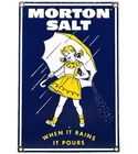 VINTAGE MORTON SALT PORCELAIN SIGN RESTAURANT DINER GAS STATION KITCHEN OIL SEA