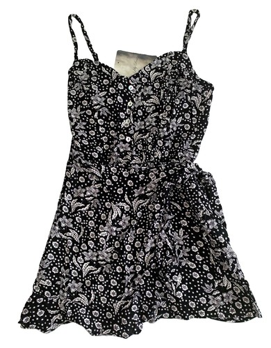 LILY ROSE Ruffle Wrap Skort Romper Black White Floral Women Juniors Size M NWT