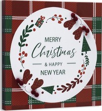 12" x 12" Merry Christmas Canvas Hanging Wall Sign Holiday Christmas Decor