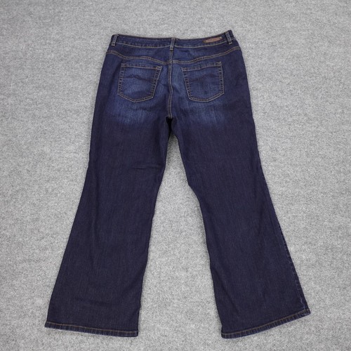 Ruff Hewn Jeans Womens 18 W Classic Bootcut Blue Denim Wide Leg Logo 37x28 - Picture 17 of 19