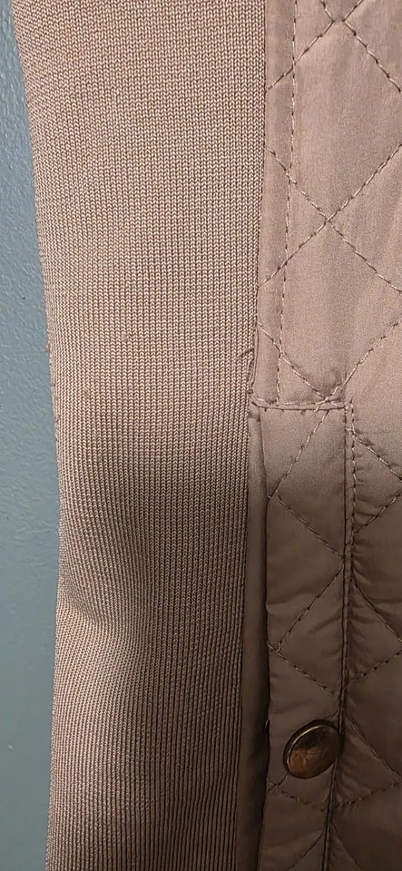 XL Bronceado Kim Rogers Bronceado Acolchado Chaleco Puffer Negro Blanco Pata de Gallo Lateral Elastizado Foto 3 de 4