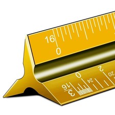 Imperial Architect Scale Ruler 12 inch Aluminum Engineer Drafting Triangle Ruler