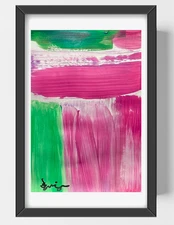 GUAJARDO Original Abstract Expressionism Blooming Tulips 9X6 Paper Signed Art