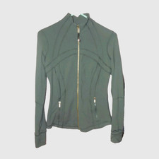 size 6 Lululemon Define Jacket Luon dark Olive Green gold zipper logo pull