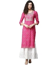 GoSriKi Women's Rayon Kurta with Sharara