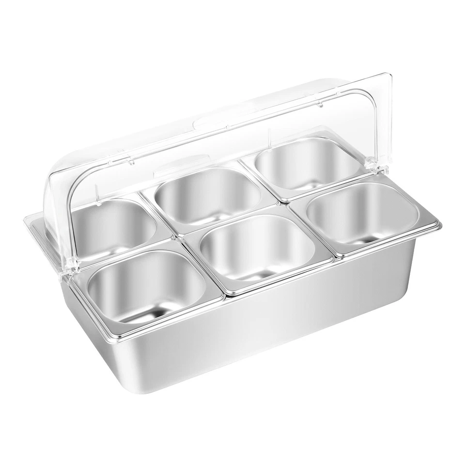 Party Fruit Seafood Buffet Tray Ice Food Serving Display Tray with Roll Top Cove - Image 4 of 4