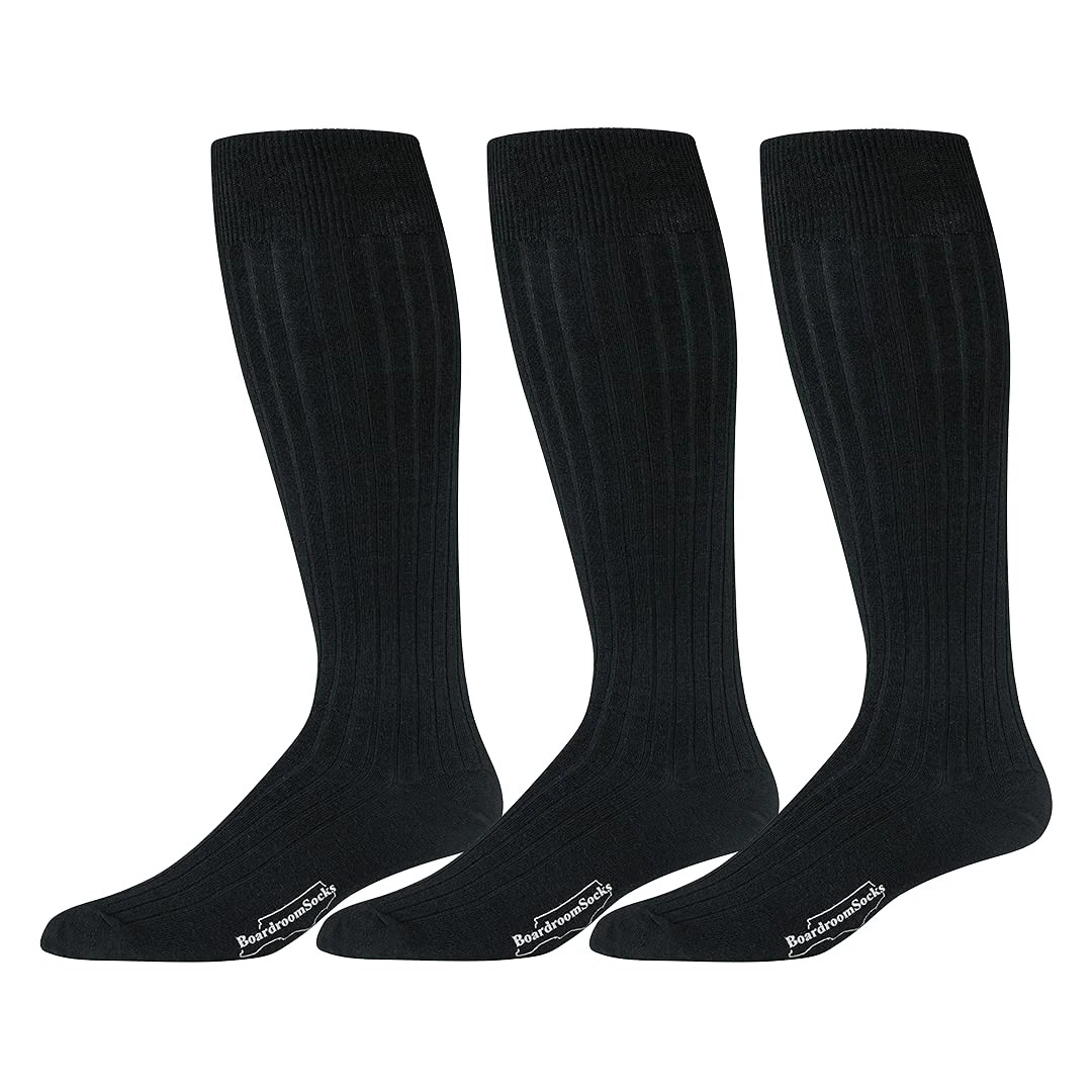 Merino Wool Dress Socks for Men – Over-the-Calf, Ribbed Wool Dress Socks for ...