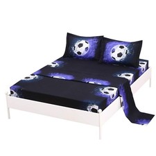 4PCS Soccer Sheets Set Twin, Soft Microfiber Sports Bedding Sheet, Fade Resis...
