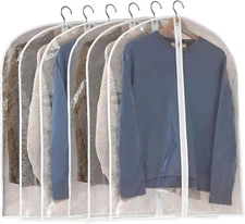 Garment Bags for Hanging Clothes, 6 Pcs All Clear Garment Bag, Plastic Dustproof