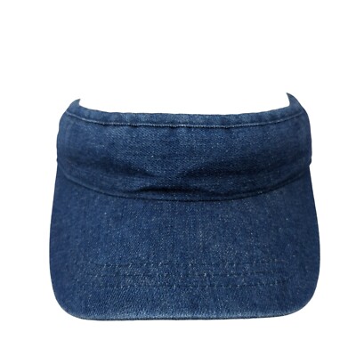 Unbranded Strapback Sun Visor Hat Blue One Size Adjustable Lightweight Denim