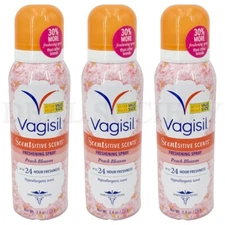 Vagisil Scentsitive Scents Feminine Dry Wash Deodorant Spray 2.6oz Lot of 3