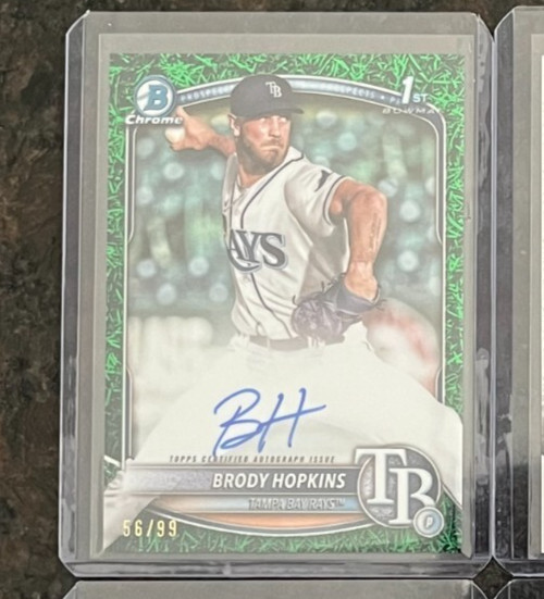 2025 Bowman BRODY HOPKINS 1st Bowman Chrome Green Grass Refractor Auto #'d 56/99