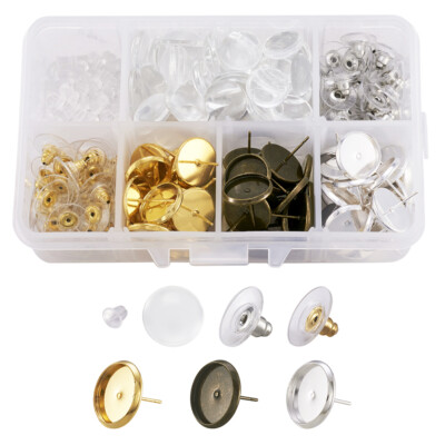 Gemischte Farben Kunststoff/Messing Ohrring Ohr Muttern Ohrringe Rückseiten mit Glas Cabochons