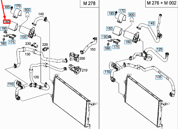 MERCEDES-BENZ ML W166 Kühlmittelpumpen-Befestigungstülle A2209972881