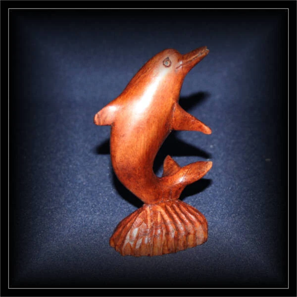 Delphin Delfin 10cm Holz Schnitzerei aus BALI schönes Geschenk Fisch (DEL1-004) - Bild 3 von 3