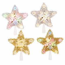 Darice Christmas Tinsel Star Tree Topper: 8.5 inches, 4 Assorted Colors w