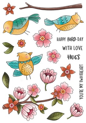 Creative Expressions Jane's Doodles Clear Stamp 6''X8''-Birdsong Blooms