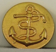 Vintage MILITARY Old BRASS Metal Shank BUTTONS with ANCHOR & ROPE 7/8" diameter