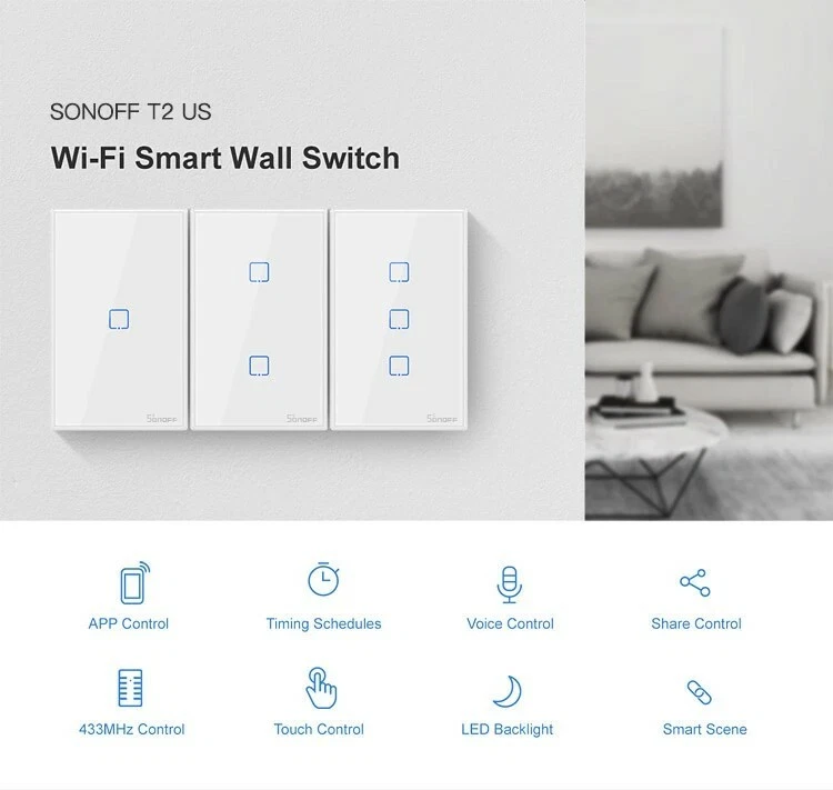 SONOFF 3Gang Smart WiFi Wall Light Timing Switch APP Remote Control W2T4 - Image 4 of 4