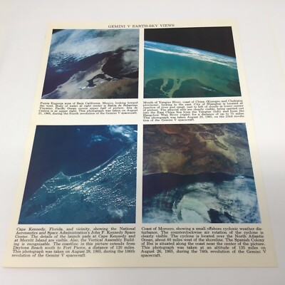vintage Gemini V Earth -Sky Views Lithograph 10x8 1965