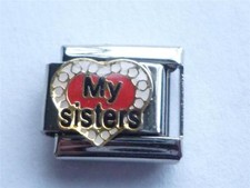 SILVER CLASSIC ITALIAN CHARM LOVE MY SISTERS fits all design 9mm bracelet A1