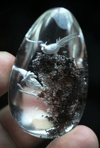 138.5ct Natural phantom Crystal Reverse Side Carving Quartz Pendant Polished - Picture 5 of 9